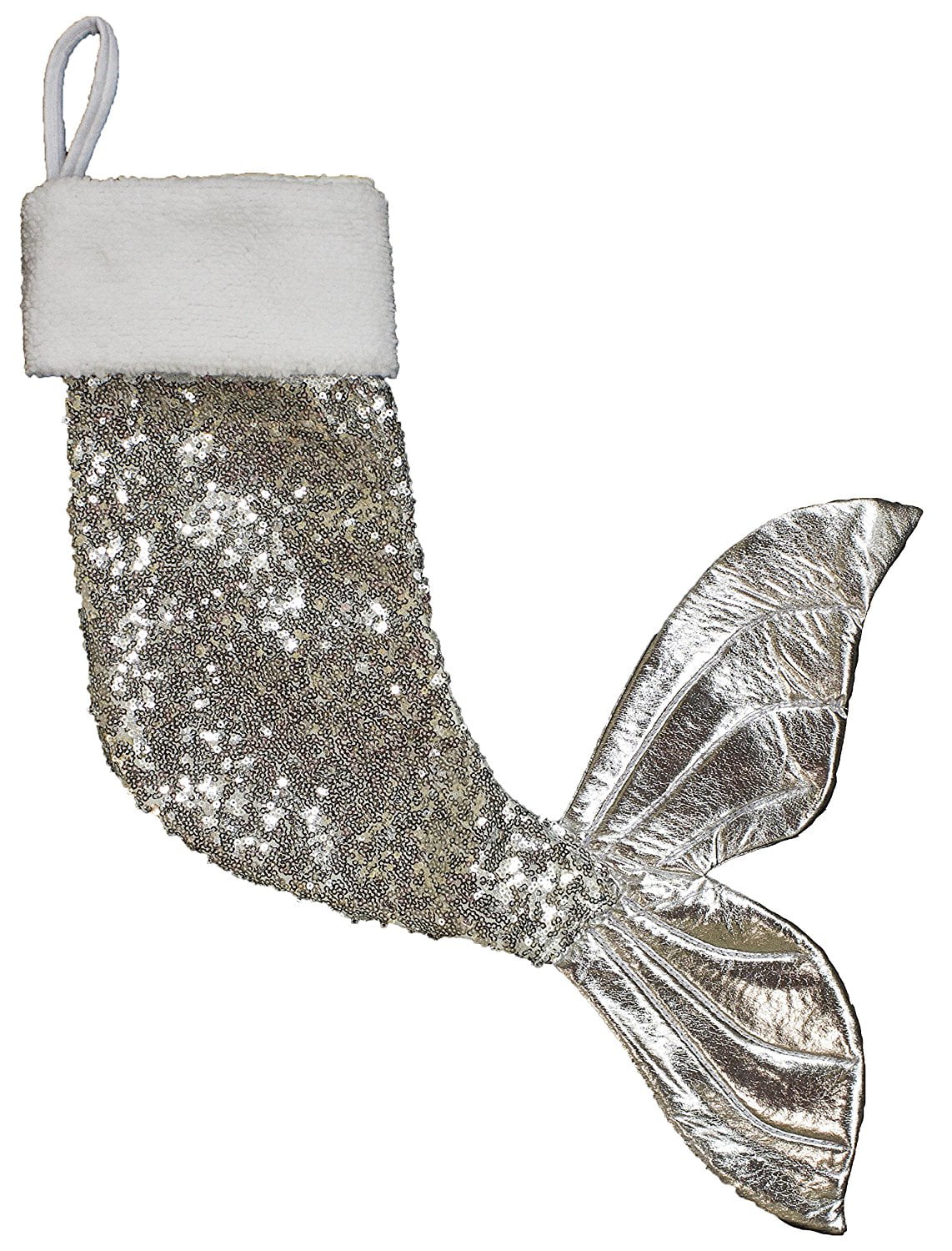 Magical Sequined Mermaid Tail Christmas Stocking In Rainbow And Silver! 