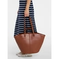 thumbnail image 5 of Time and Tru Women's Faux Leather Tulip Tote Handbag, Cognac, 5 of 6
