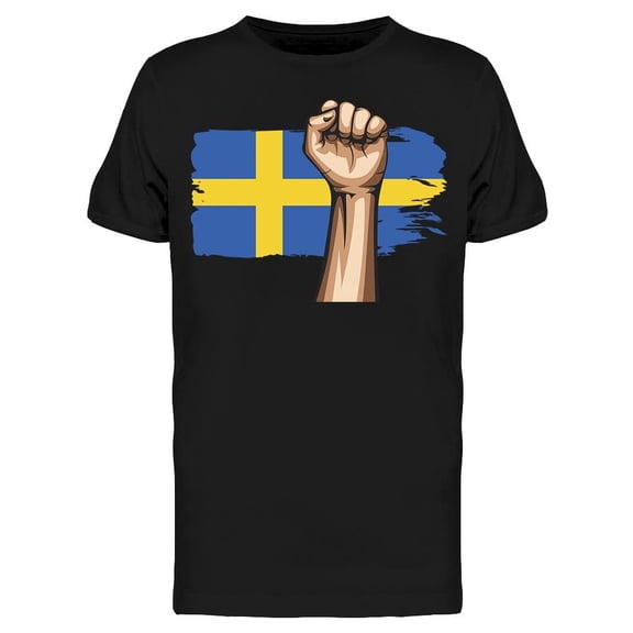 Sweden Flag And Raising Hand T-Shirt Men -Image by Shutterstock, Male XX-Large