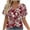 Wine, variant on Njagoc3 Women's V-Neck Short Sleeve Top - Burgundy-Back & White Floral Print Bold Everyday & Outing Casual Wear