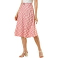thumbnail image 5 of INSPIRE CHIC Women's Plaid Skirts Belted High Waist A-Line Mid-Length Skirts XL Pink, 5 of 8