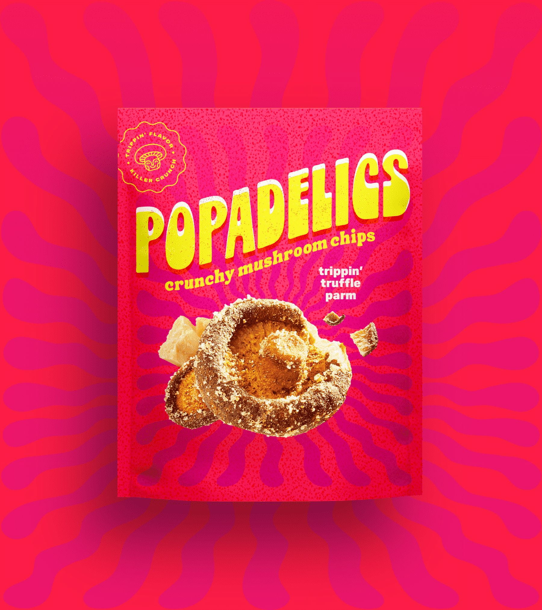 (Pack of 6), Popadelics Truffle Parmesan Shiitake Mushroom Chips, 1.4 oz