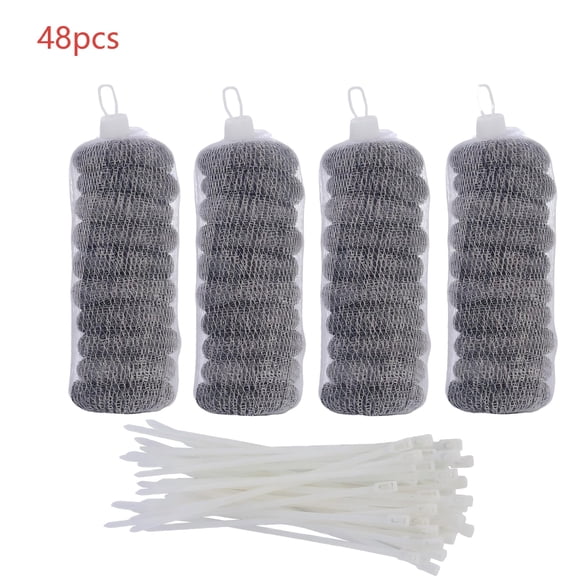 48 Pack Stainless Steel Lint Traps for Washing Machine Hose – Reusable Laundry Mesh Lint Snare Filter, Washer Lint Catcher with 48 Cable Ties, Prevents Drain Clogs