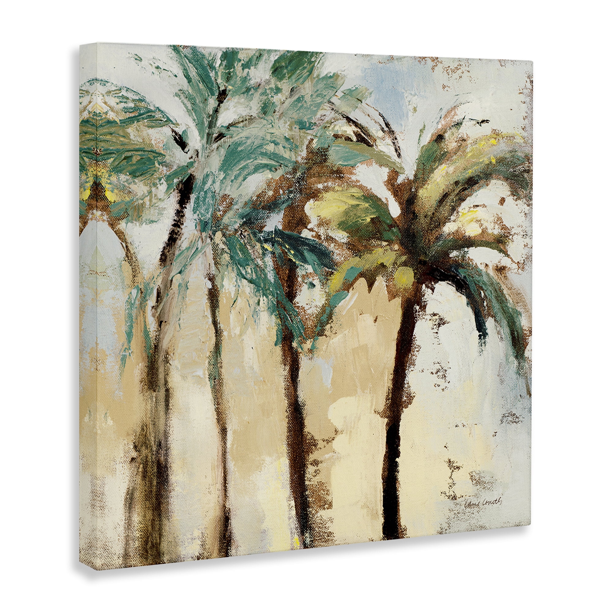 Stupell Industries Rustic Brushed Palm Trees Botanical & Floral Painting Gallery Wrapped Canvas Art Print Wall Art, 30 x 30
