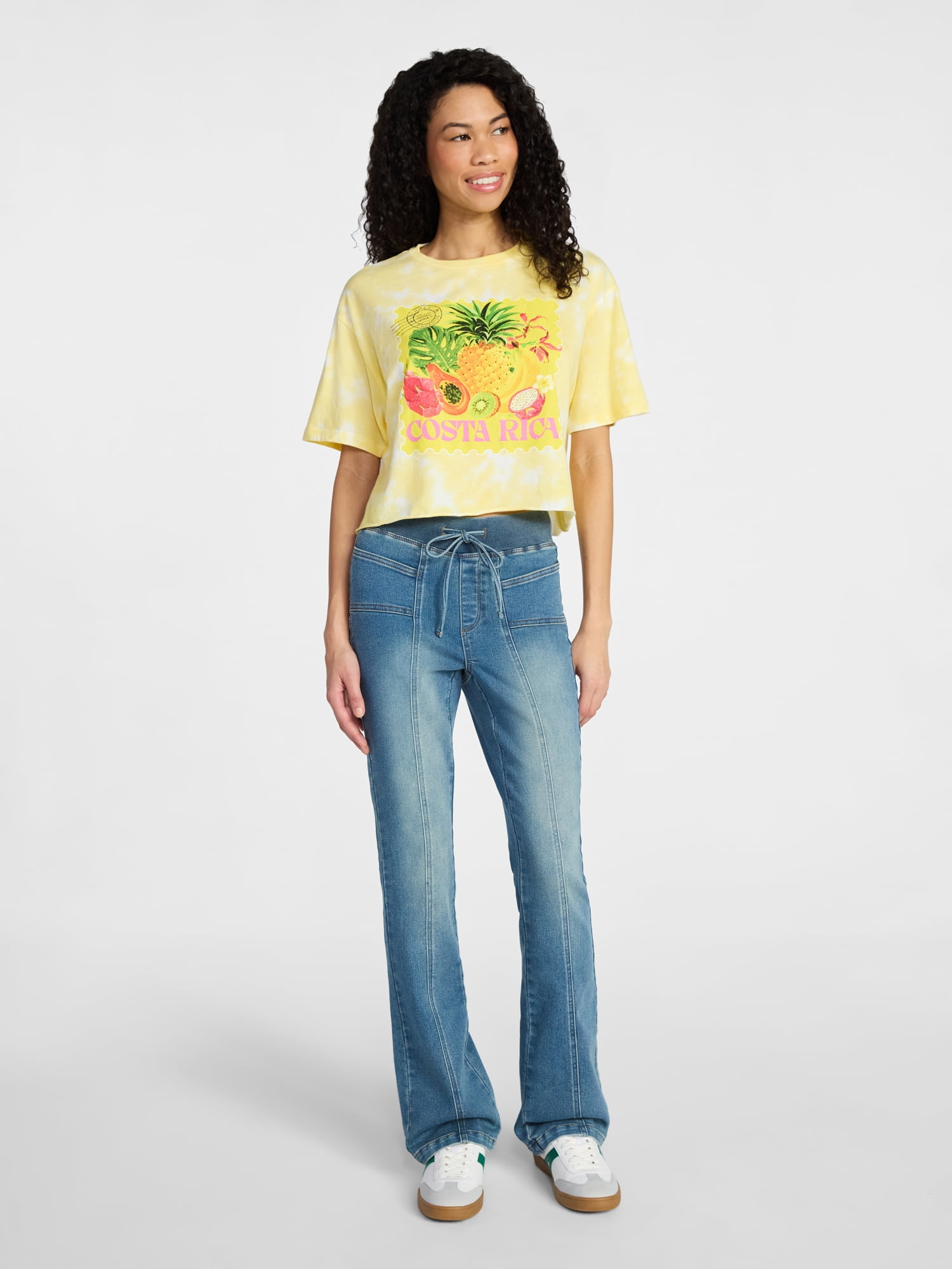 No Boundaries Boxy Cropped Graphic Tee, Women's XXS-XXL