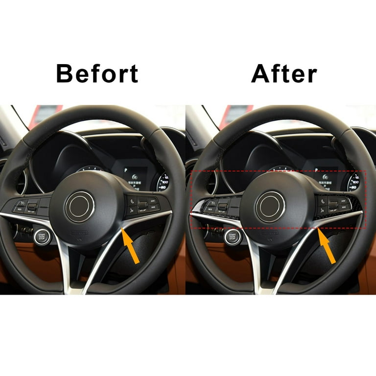 AOKID Button Panel Sticker,2Pcs Auto Decor Steering Wheel Button Panel  Stickers for Alfa Romeo-Giulia 17-19