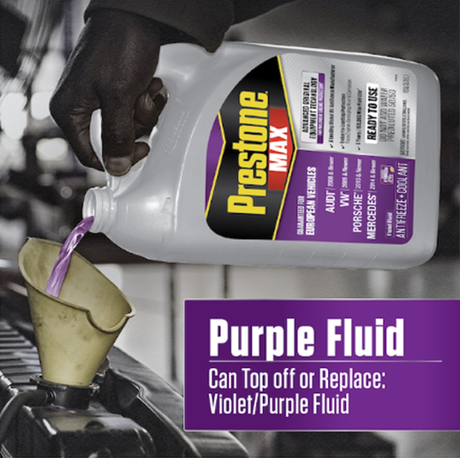 Prestone Max AF6510 Violet Ready to Use Antifreeze Coolant for European Vehicles - Audi, Volkswagen, Porsche, Mercedes