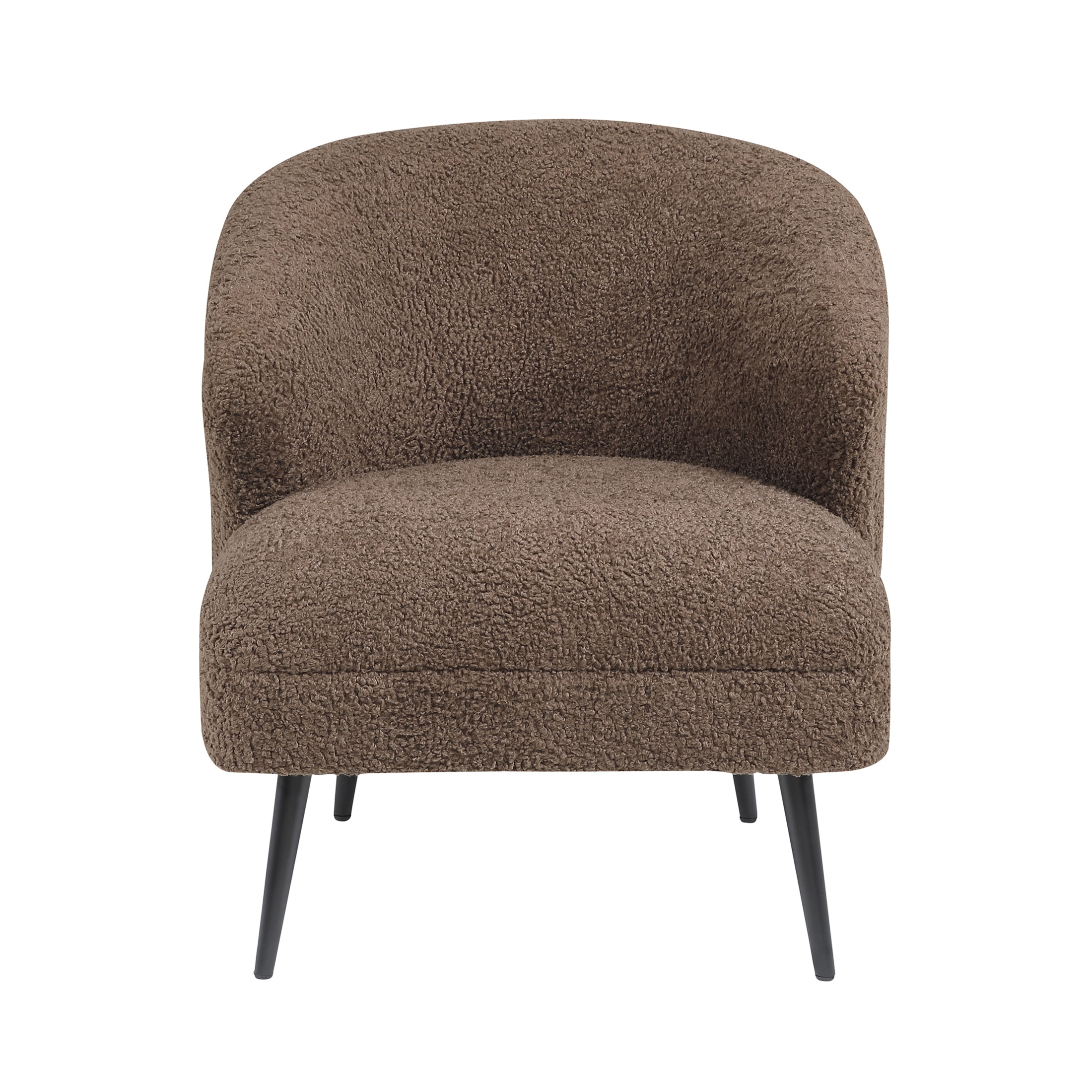 OakvillePark Crestlark Boucle Curved Back Accent Chair with Metal Legs, Brown