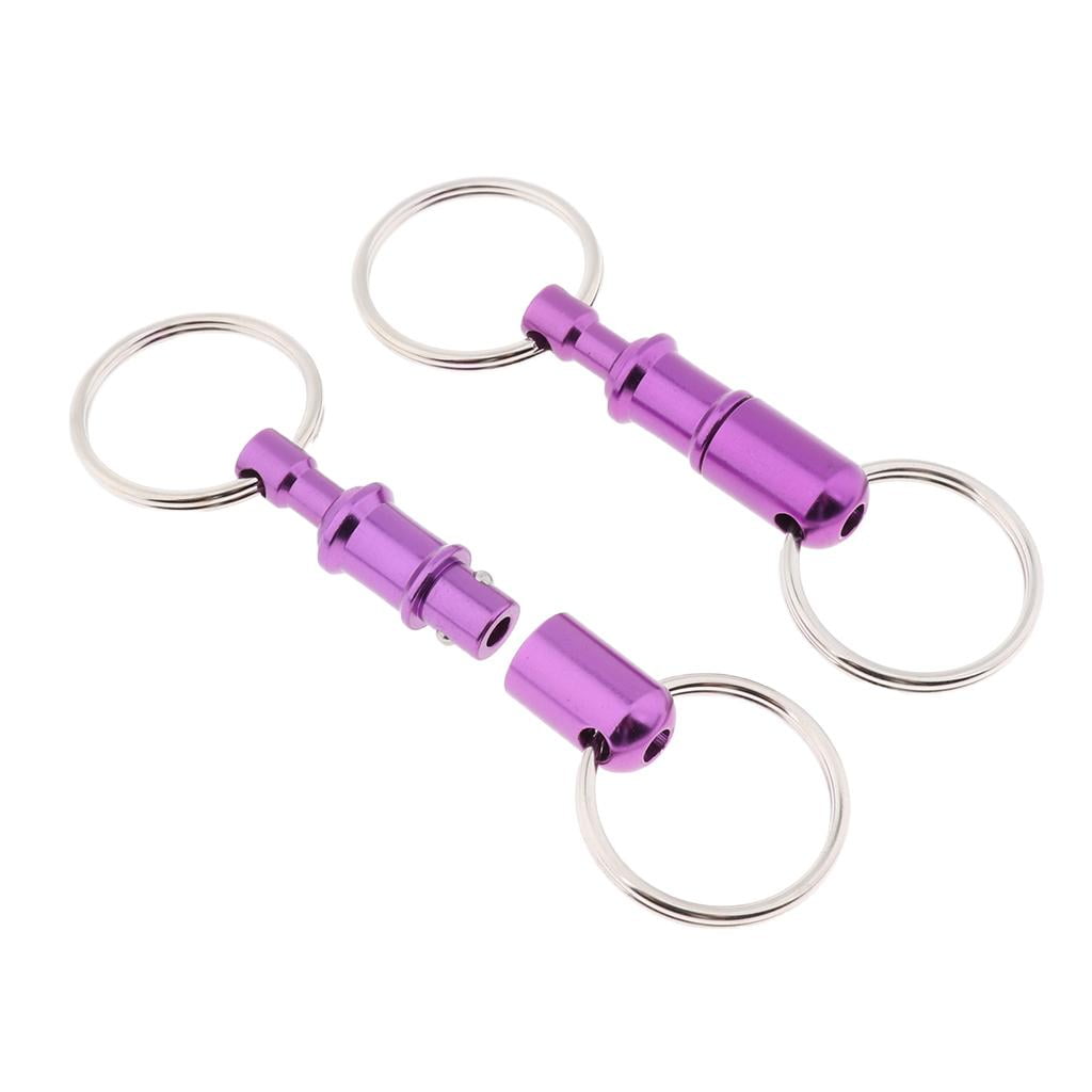 Lot of 2 Detachable Pull Apart Quick Release Keychain Dual Key Rings