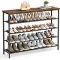 thumbnail image 1 of VASAGLE Shoe Rack, 5 Tier Shoe Storage Rack for 20-24 Pairs of Shoes, Shoe Organizer for Entryway, with 4 Fabric Shelves and Top Panel, Steel Frame, Industrial, Rustic Brown and Black ULBS136B01, 1 of 8