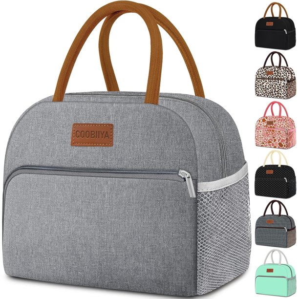 Coobiiya Bolsa de almuerzo para mujer, bolsa de almuerzo aislada para mujeres y hombres adultos, reutilizable pequeña a prueba de fugas, lindas bolsas de almuerzo para el trabajo, oficina, picnic o vi