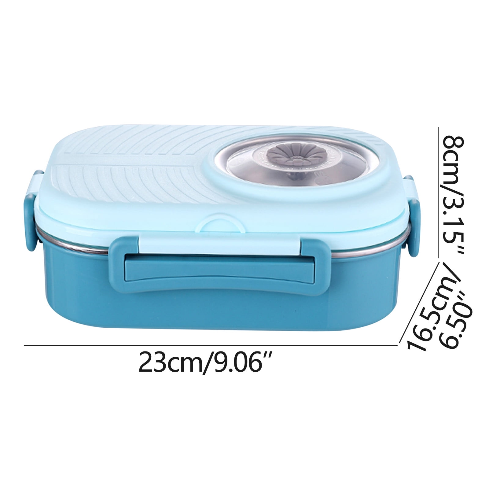 3-Compartment Stainless Steel Lunch Box - Insulated Meal Container, Leakproof Food Carrier, 304 Steel with PP Anti-Slip Base, for Office Workers Students, Portable Bento Kit, Sky Blue