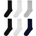 thumbnail image 4 of Falari 6-Pack Black Gray Navy White Women Diabetic Crew Cotton Socks Size 9-11 Loose Fitting Socks, 4 of 6