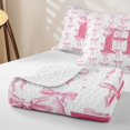 thumbnail image 4 of meiyoeat Pink Cute Bow Quilt Full For Girls,Dreamy Bowknot Monogram Print H Full Bedspread Sets For Kids,3pcs, 4 of 7