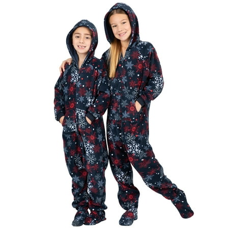 

Footed Pajamas - Snowed In Kids Hoodie Fleece One Piece - Kids - Small (Fits 4 2 - 4 5 )