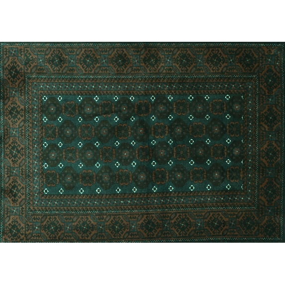 Ahgly Company Indoor Rectangle Persian Turquoise Blue Traditional Area Rugs, 7' x 10'