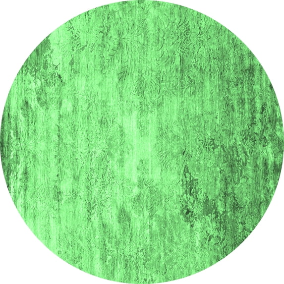 Ahgly Company Indoor Round Abstract Emerald Green Contemporary Area Rugs, 8' Round