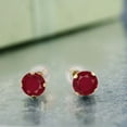 thumbnail image 4 of Gem Stone King 2.10 Ct Round Red Ruby 14K Yellow Gold 4-prong Stud Earrings for Women Men 6mm, 4 of 4