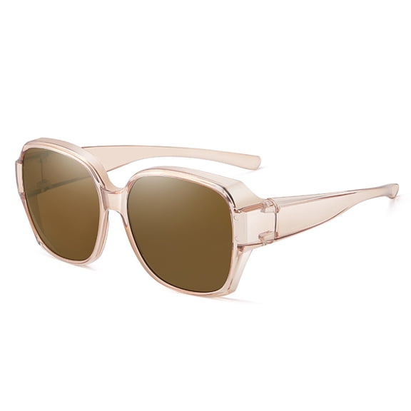 GJX Polarized Sunglasses Fit over Glasses for Men Women, Oversized Square Shades Uv Protection Beige