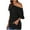 Black, variant on Womens Sexy Off The Shoulder Tops Short Batwing Sleeve T Shirt Oversized Casual Tee