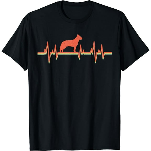 Australian Cattle Dog Vintage Retro Heartbeat Gift T-Shirt