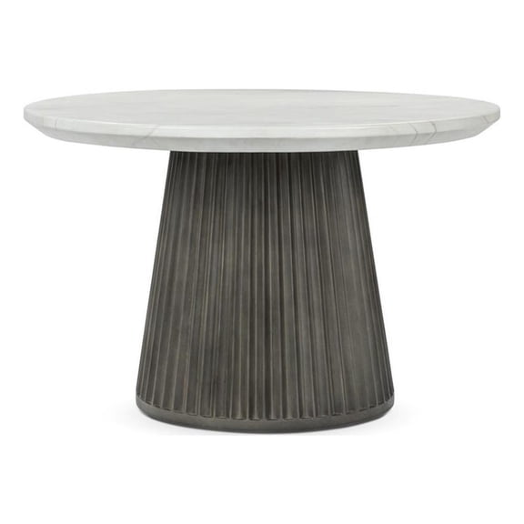 Pemberly Row Contemporary Outdoor Concrete Round Dining Table Gray