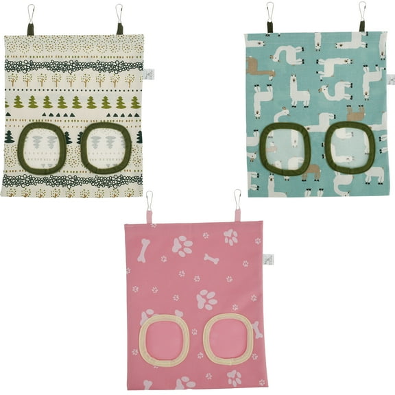 Wekvgz 3Pcs Rabbit Feeder Bag Guinea Pig Feeder Bag with 2 Holes Canvas Small Animal Hanging Feeding Bags Lightweight Rabbit Feeder Dispenser Bag for Rabbits Guinea Pigs Bunnies