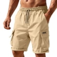 thumbnail image 2 of Mifsaly Mens Shorts Cargo Quick Dry Lightweight Hiking Shorts with Multi Pockets Elastic Drawstring Waist Workout Outdoor Casual Summer Clothes with Multi Pockets Khaki,XXS, 2 of 6