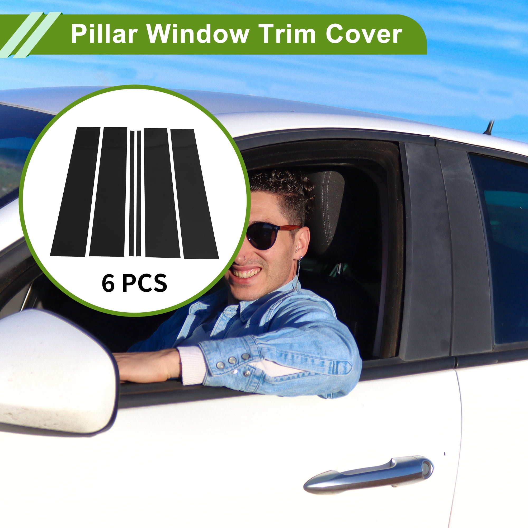 Unique Bargains Door Pillar Window Trim for Chevy Suburban 2015-2020 Sticker Cover Black