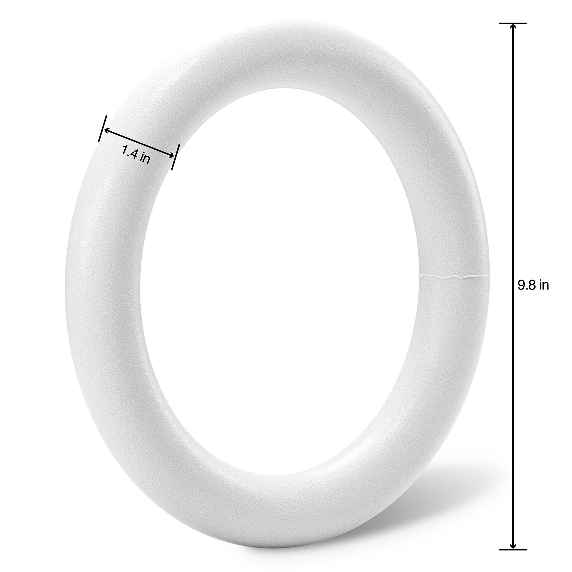Floracraft White 10"  CraftFōM Extruded Wreath - Decorative Foam for DIY Decoration, Weddings, Birthdays, and Parties - Bulk 24 Pack