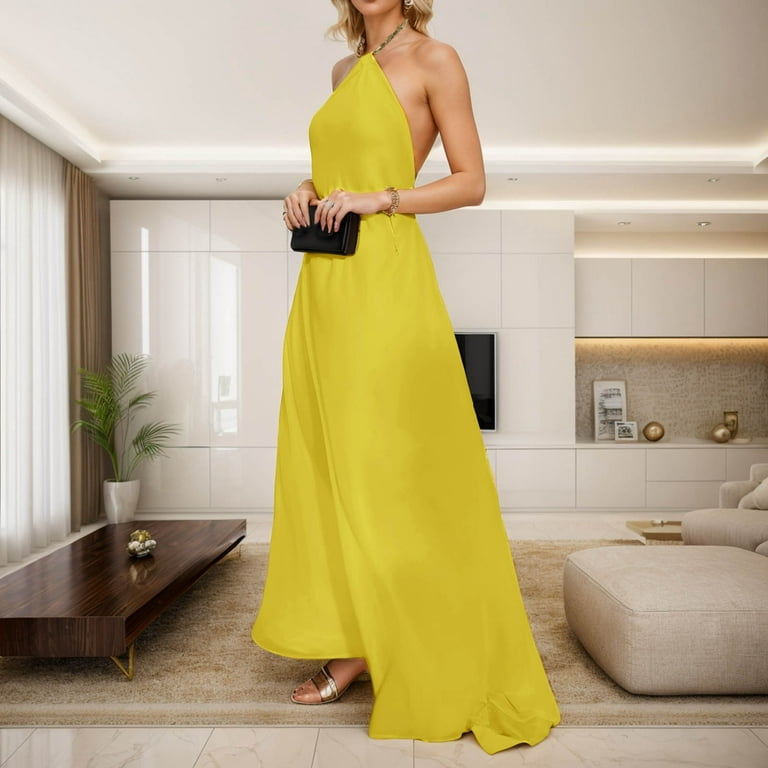 Women Dress Backless Tank Maxi Dress Open Back Hollow Long Dresses  Sleeveless Elegant Party Dress - Walmart.com