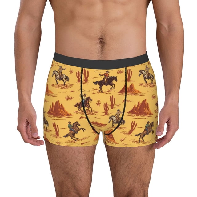 Balery Brave Cowboys Calzoncillos bóxer para hombre, ropa interior de algodón suave y transpirable con cinturilla de nailon-Large