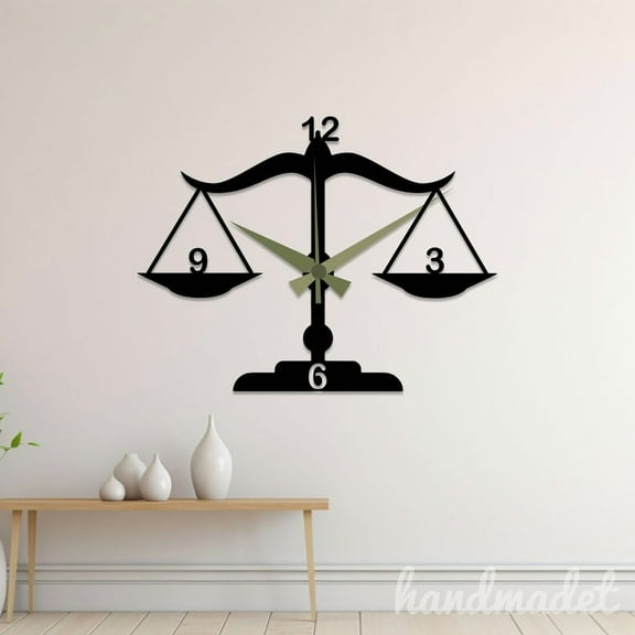 Handmadetneonsign Scales Of Justice Wall Clock Unique, Year Date Round Wall Clock, Text Oversize Wall Clock 60100