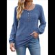 thumbnail image 2 of Suéter Abotonado para Mujer, Suéteres de Punto de Otoño, Camisetas de Larga, Camisetas Tipo Túnica con Cuello Redondo Azul XL, 2 of 8