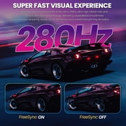 CRUA 27 280Hz Curved Gaming Monitor, Full HD 1080p, 1800R Curvature VA Panel, 120% sRGB, AMD FreeSync, Low Blue Light, DP 1.2/HDMI 1.4, Wall Mountable-Black
