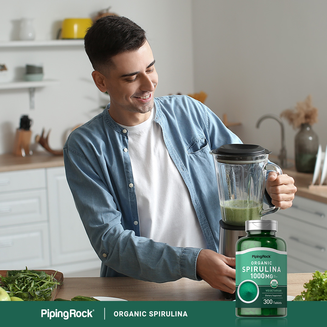 Tabletas de espirulina orgánica | 1000 mg | 300 unidades | Suplemento para hombres y mujeres | de Piping Rock 6