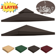 2-Tier 10x10ft Gazebo Replacement Canopy Top Patio Pavilion Tent Sunshade Cover Anti-UV Coffee