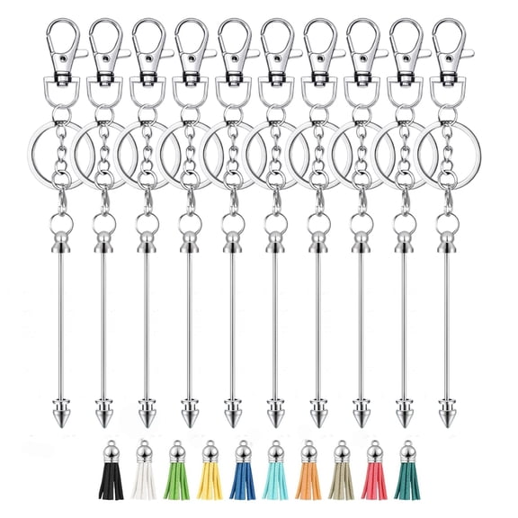 Set of 18 Metal Rods for Keychain Making Multicolored Beaded Keychain Rod Blanks for Crafting Keychain Keyrings
