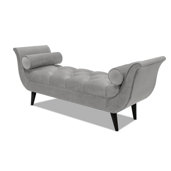 Maklaine Contemporary Tufted Flared Arm Entryway Bench in Opal Grey