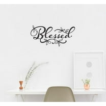 Wall Decor Stickers Blessed Word Lettering Home Decor Art Vinyl Decals Opt3 18x9-Inch Black