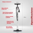 thumbnail image 3 of Bomba De aire bicicleta Mariluz Grande Plata Acero Forma En T Francesa Americana, 3 of 7