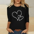 thumbnail image 1 of Ailaofu T-Shirts de la Saint-Valentin à Manches 3/4 Col Rond pour Femmes avec Imprimé Cœur Graphique, 1 of 5