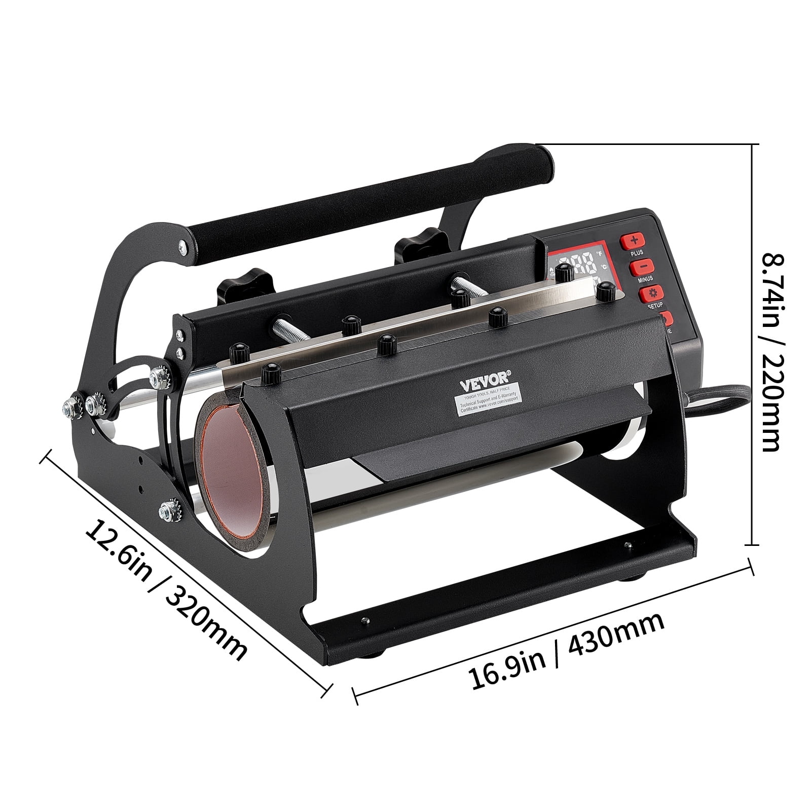 VEVOR Tumbler Heat Press Machine, 11-30oz Mug Press, Heat Up Fast and Even, Tumbler Press with Sublimation Paper, Tape and Gloves, Temp and Time Setting, for Sublimation Tumblers, Cups, Mugs, Black