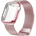 thumbnail image 1 of Metal Magnetic Bands Compatible for Apple Watch Band 44mm with Case, Stainless Steel Milanese Mesh Loop Replacement Strap Compatible with iWatch Series SE 6/5/4/3/2/1(Rose Pink,44MM), 1 of 7