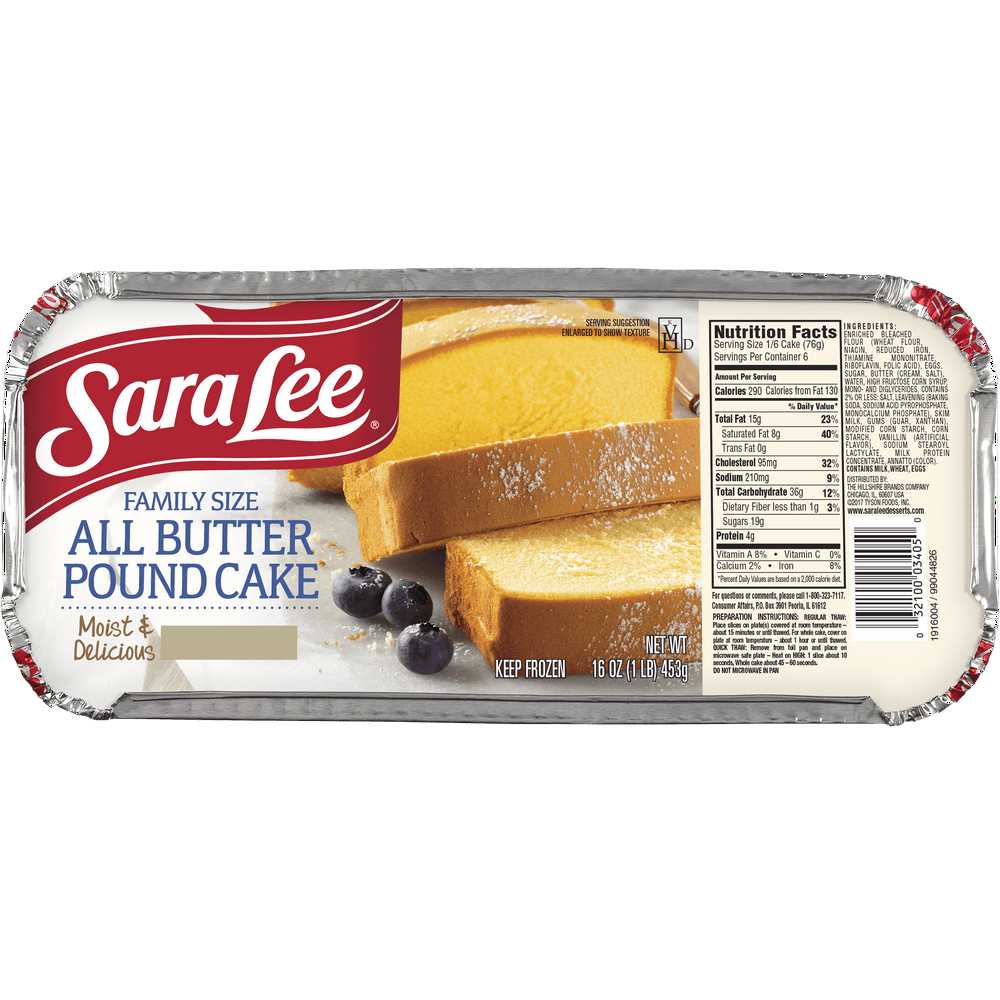 Sara Lee® Family Size All Butter Pound Cake, 16 oz. (Frozen) Walmart
