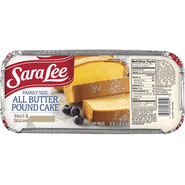 Sara Lee All Butter Pound Cake, Family Size, 16 oz (Frozen) 