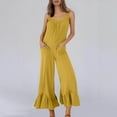 thumbnail image 2 of Lenpel Jumpsuits for Women Casual Loose Sleeveless Ruffle Wide Leg Rompers Trendy Overalls with Pockets, 2 of 7