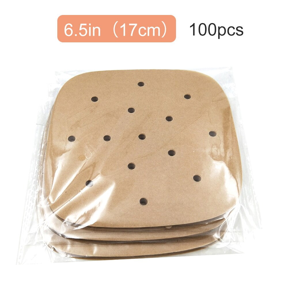 7.5in Perforated Oilproof Square Steamer Paper Liners for Air Fryer Cooking Steaming 01 