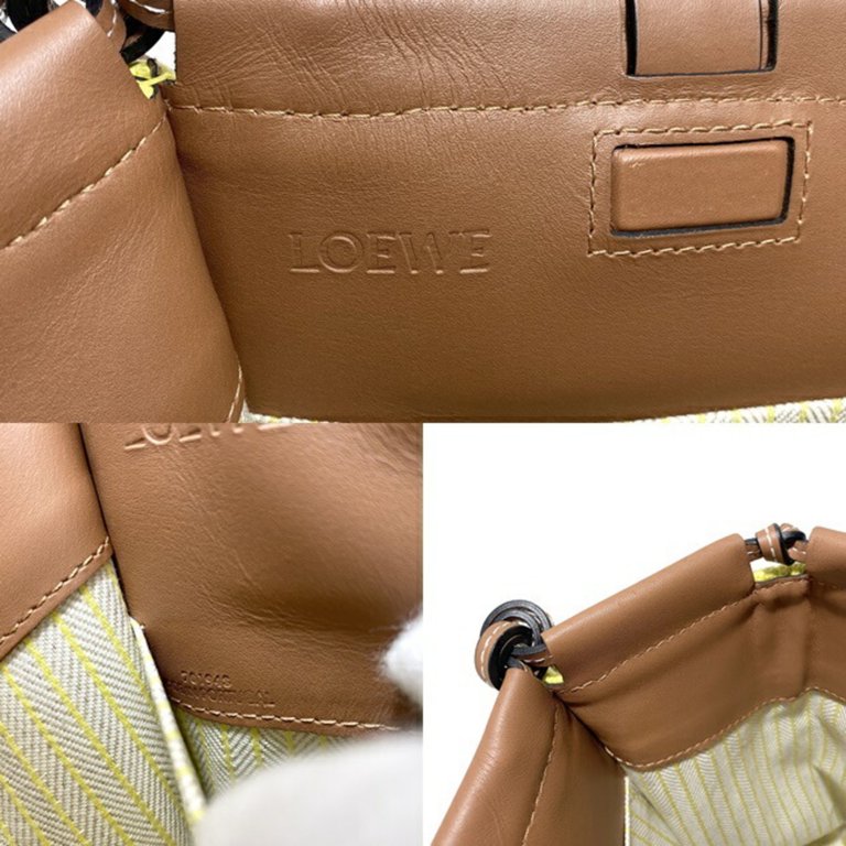 Small Cushion Tote bag in canvas and calfskin Yellow - LOEWE