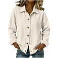 thumbnail image 4 of HongQid Women's Corduroy Jacket Fashion Cropped Jackets Button Down Shacket Long Sleeve Outerwear, 4 of 7